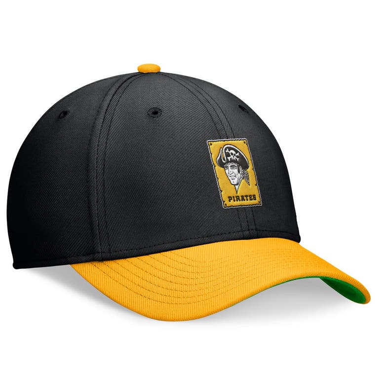 Shop Nike Black/gold Pittsburgh Pirates Cooperstown Collection Rewind Swooshflex Performance Hat