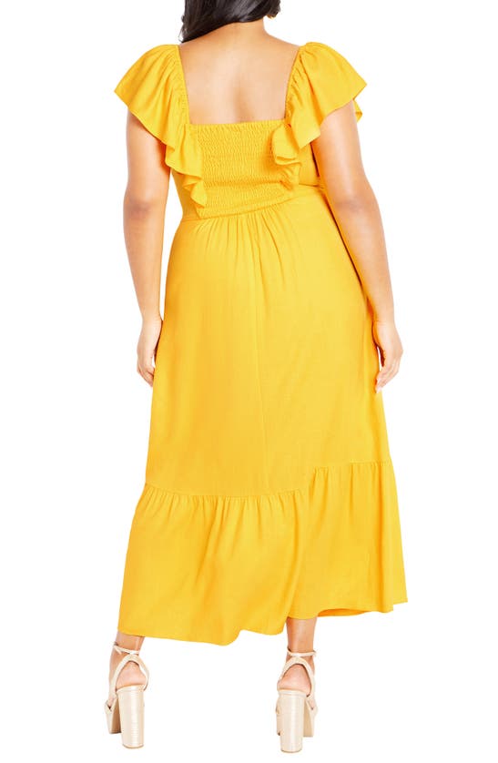 Shop City Chic Alora Flutter Sleeve Cutout Maxi Dress In Citrus