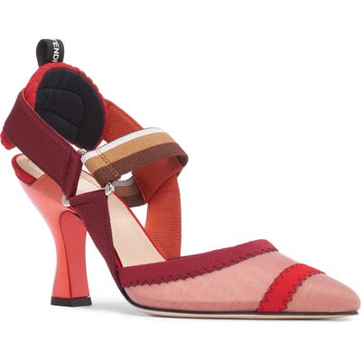 Fendi Colibri Mesh Slingback Pump - Red