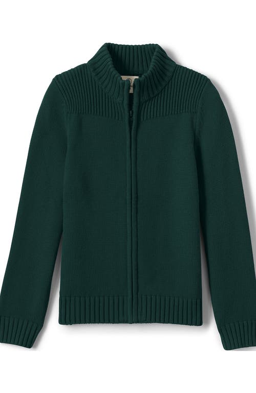 LANDS' END LANDS' END SCHOOL UNIFORM BOYS COTTON MODAL ZIP FRONT CARDIGAN SWEATER