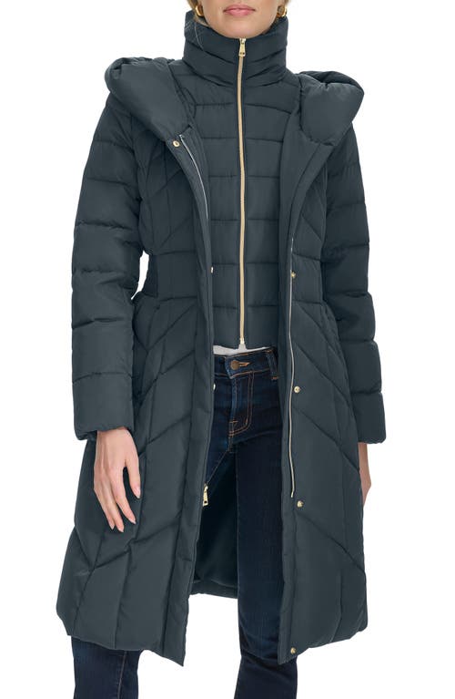 Cole Haan Signature Taffeta Puffer Coat With Quilted Zip Bib In Graphite
