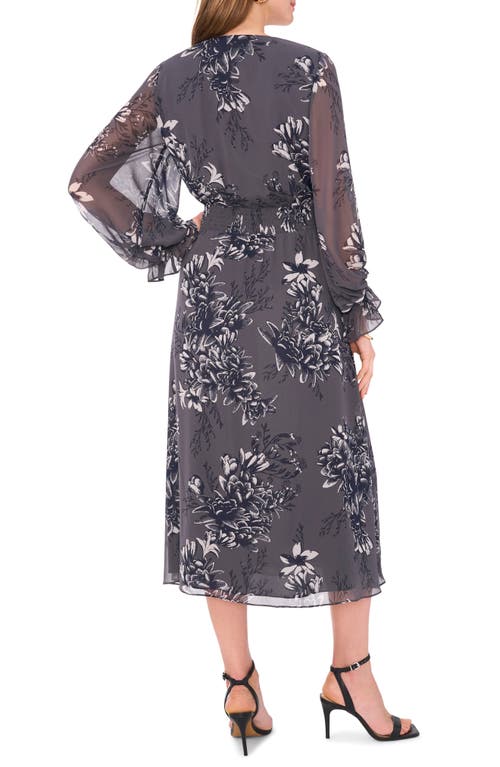 Shop Vince Camuto Floral Balloon Sleeve Dress In Steel Grey