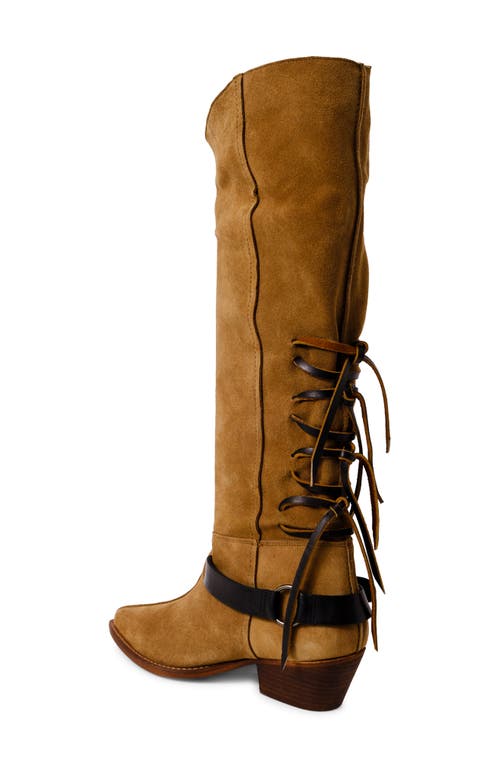 Free People Sway Low Knee High Boot In Military Taupe Suede