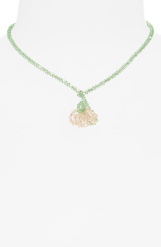 Shop Simone Rocha Crystal Flower Pendant Y-necklace In Nude/ Mint