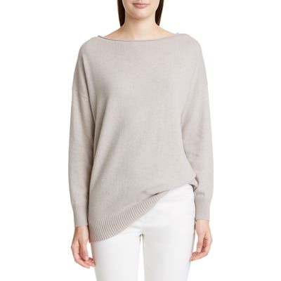 Lafayette 148 New York Boat Neck Merino Wool & Cashmere Sweater, Beige