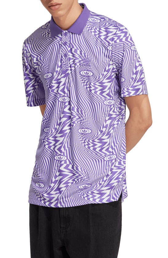 Adidas Originals Warped Print Polo In Purple