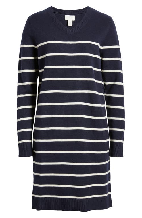 CASLONR CASLON(R) STRIPE LONG SLEEVE SWEATER DRESS 