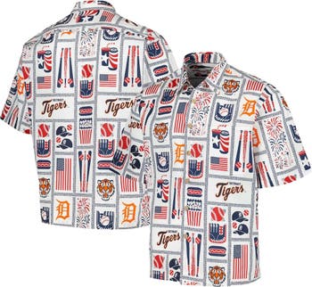 Men's Reyn Spooner White Detroit Tigers Americana Button-Up Shirt Size: Large