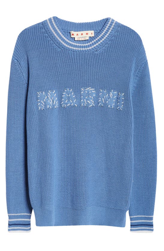 Shop Marni Logo Cotton Sweater In Opal