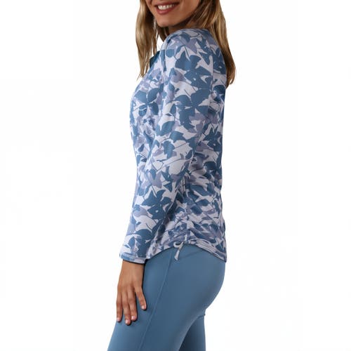 Shop Uv Skinz Long Sleeve Half Zip Ruched Sun Shirt In Baltic Shadow Floral