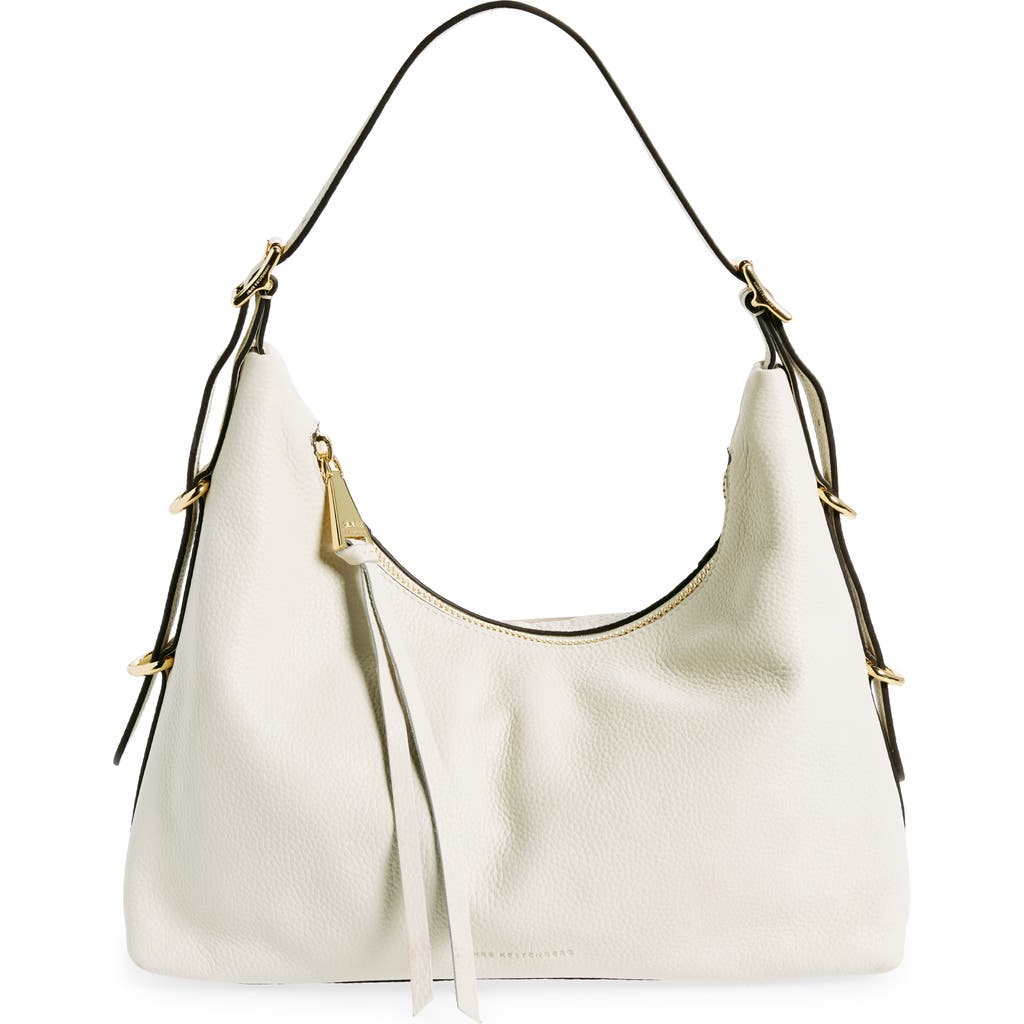 Shop Aimee Kestenberg Carefree Leather Shoulder Bag In Vanilla Ice W/shiny Gold