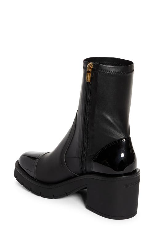 Shop Ferragamo Selyna Cap Toe Bootie In Nero Nero Nero