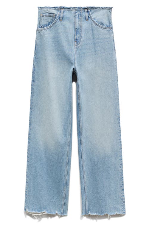 Shop Mango Amaia No Waistband Raw Hem Wide Leg Jeans In Open Blue