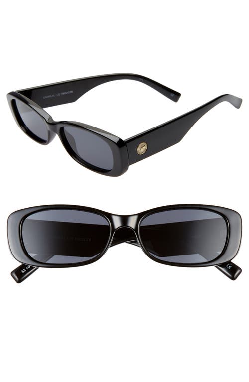 Le Specs Unreal 52mm Rectangular Sunglasses in Shiny Black/Smoke at Nordstrom
