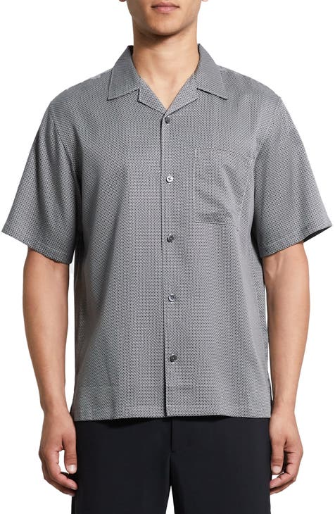 Noll Microprint Short Sleeve Button-Up Camp Shirt