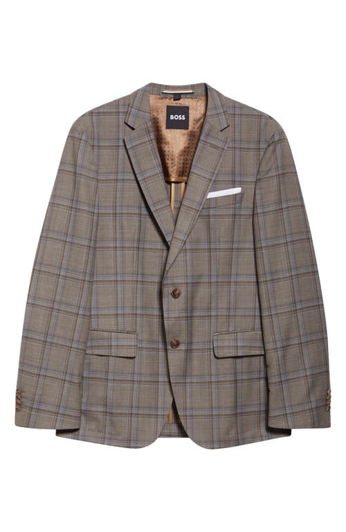 Shop Hugo Boss Boss Hutson Slim Fit Plaid Virgin Wool Sport Coat In Light Beige