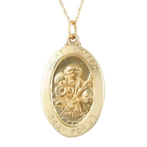 Bliss Diamond 14k Gold St. Joseph Medal Pendant 1" Tall 2.5 Grams In Yellow Gold