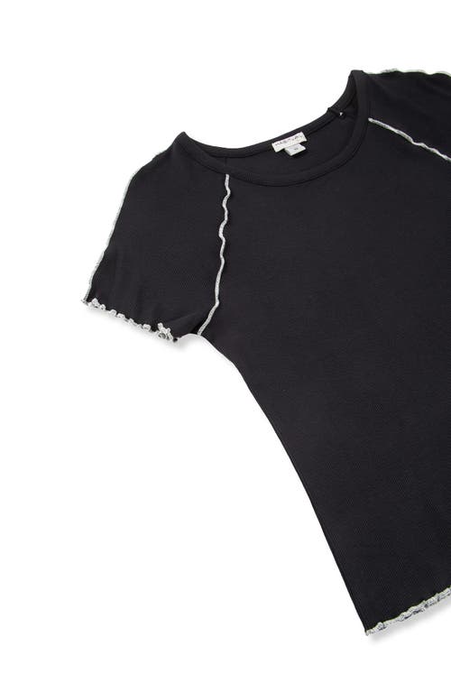 Shop Habitual Kids Kids' Lettuce Edge Rib T-shirt In Black