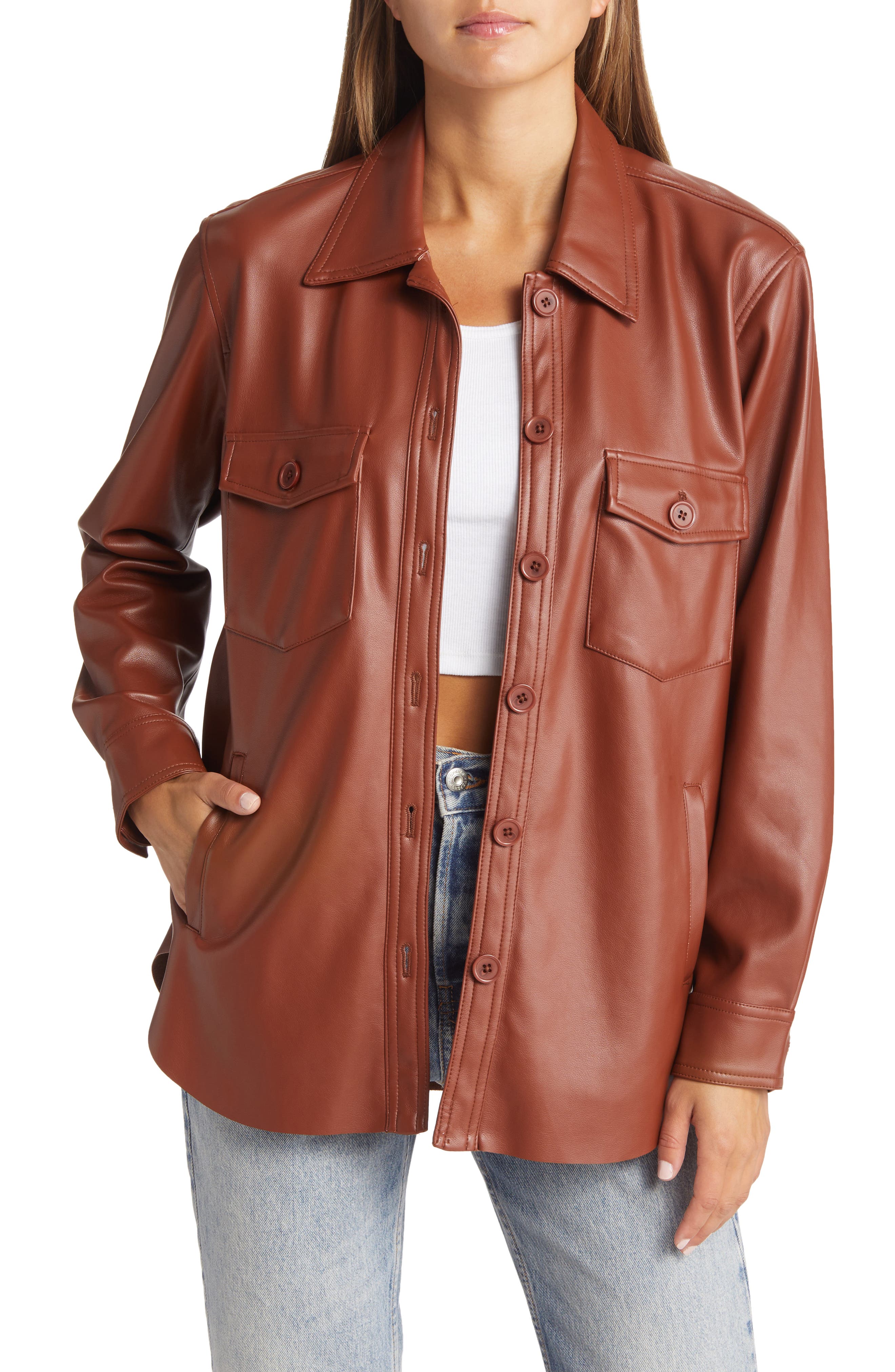 brown leather aviator jacket