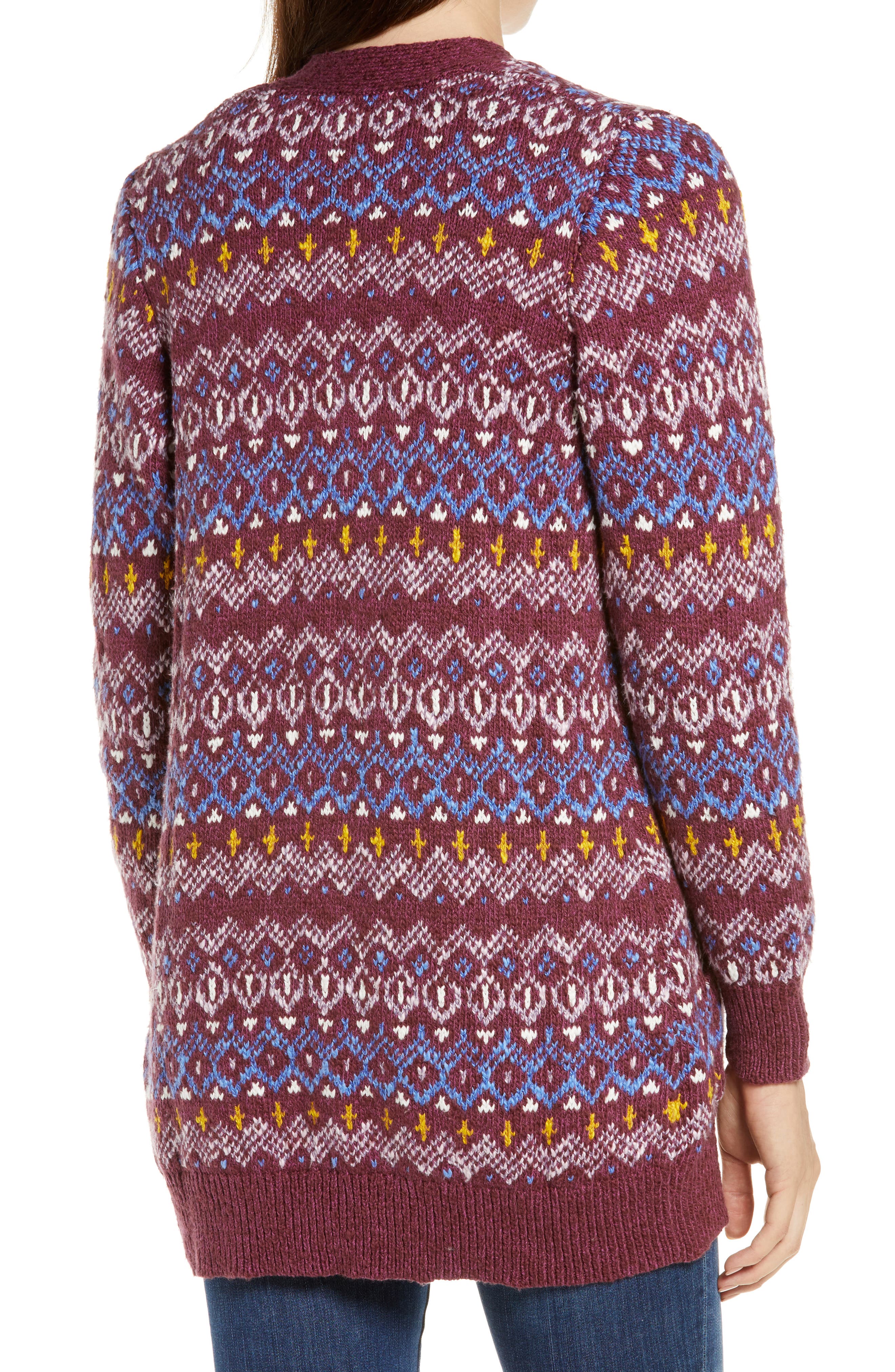 L.L.Bean Fair Isle Cotton Ragg Cardigan 