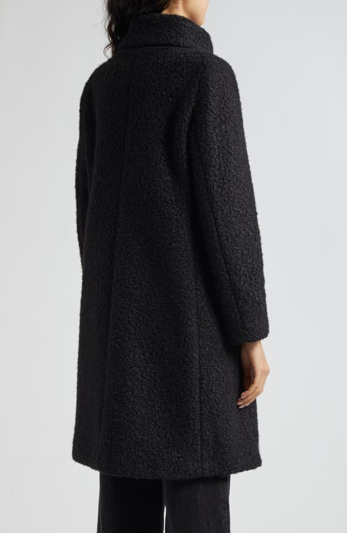 Shop Emporio Armani Asymmetric Bouclé Coat In Solid Black