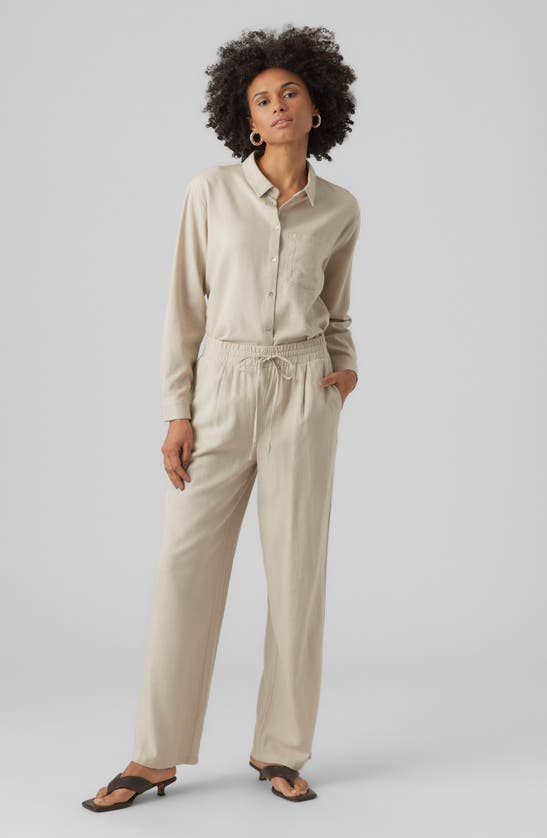 Shop Vero Moda Jesmilo High Waist Wide Leg Pants In Silver Lining