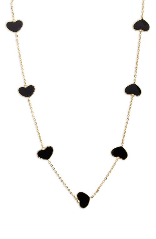 SHYMI Enamel Heart Station Necklace in Gold/Black at Nordstrom