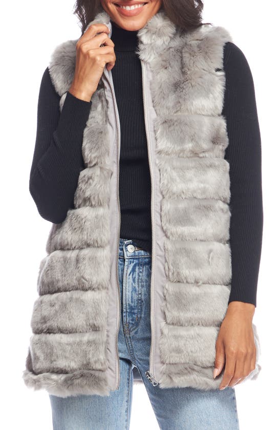 Donna Salyers Fabulous-furs Reversible Faux Fur Zip Vest In Dove