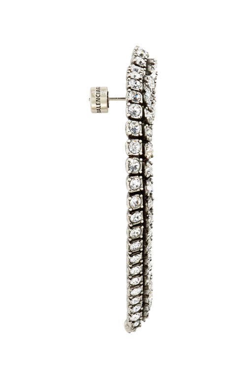 Shop Balenciaga Pavé Crystal Heart Drop Earrings In Ant Silver/crystal