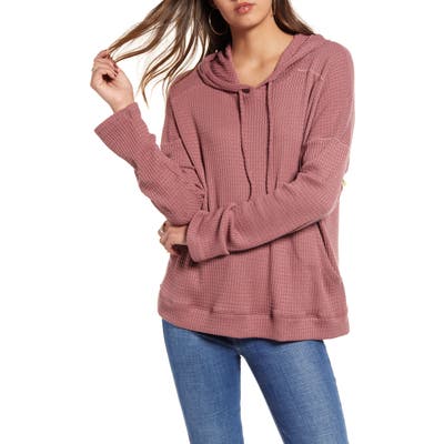 Billabong Days Like This Hooded Waffle Knit Top, Pink