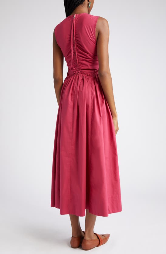 Shop Ulla Johnson Mimi Sleeveless Ruched Cotton Dress In Rosebud