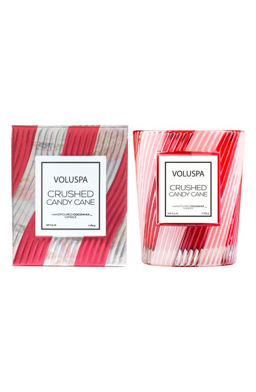 Voluspa Crushed Candy Cane Classic Textured Glass Candle In Red
