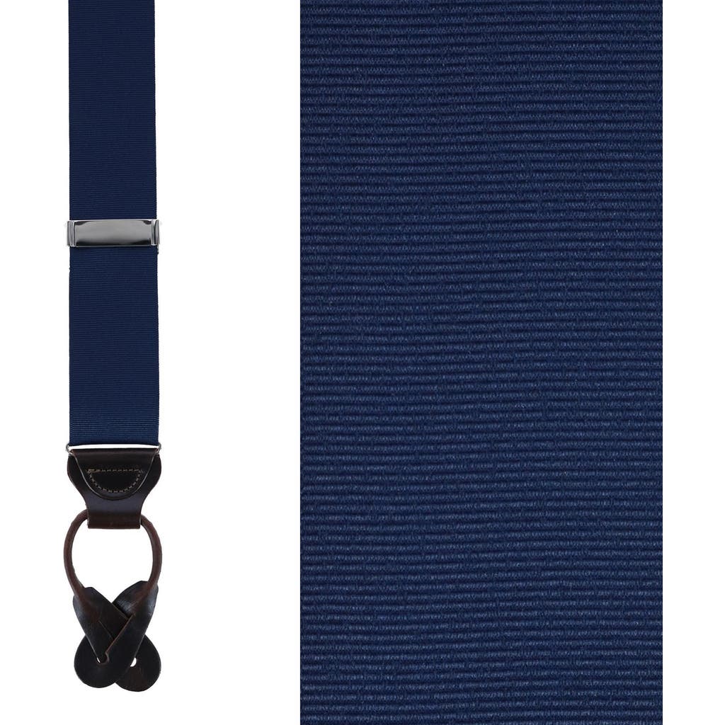 Trafalgar Phoenix 38mm Grosgrain Non Stretch Ribbon Button End Suspenders In Navy