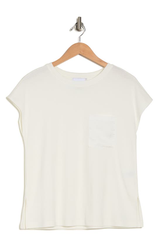 Nordstrom Rack Cap Sleeve Satin Pocket Cotton T-shirt In White
