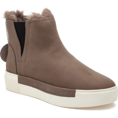 Jslides Val Faux Fur Lined Platform Sneaker, Brown