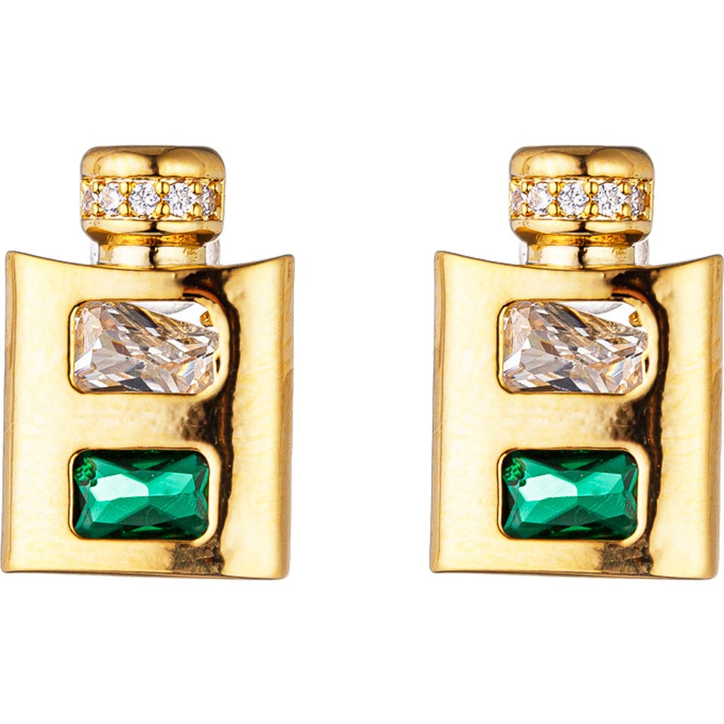 Eye Candy Los Angeles Cz Flask Stud Earrings In Gold