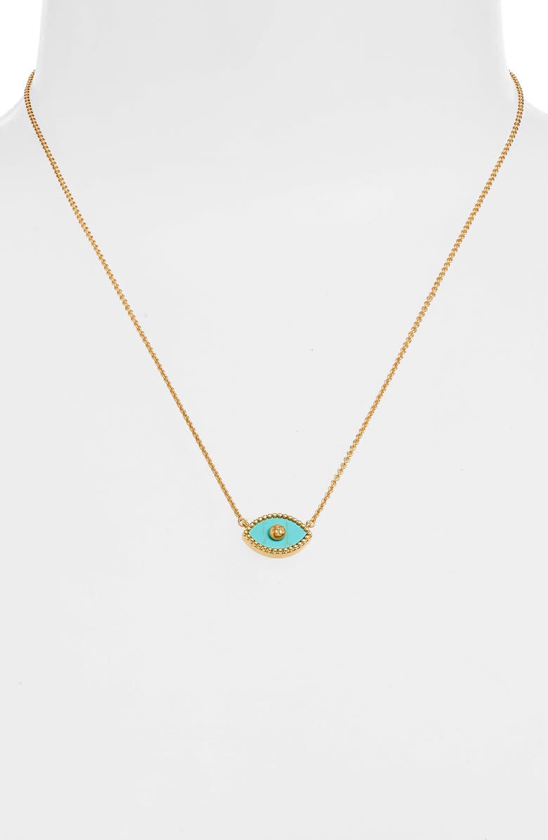 Tory Burch Evil Eye Pendant Necklace, Alternate, color, 