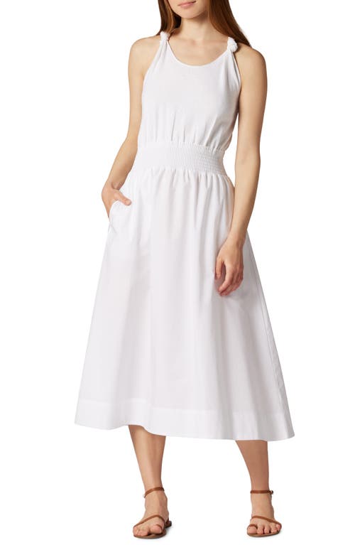 Joie Kenzie Smocked Waist Racerback Linen Blend Dress Bright White at Nordstrom,