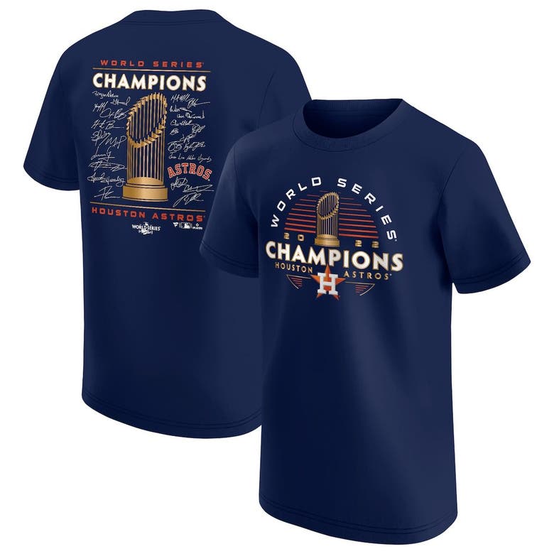 Fanatics Kids' Youth  Branded Navy Houston Astros 2022 World Series Champions Signature Roster T-shirt