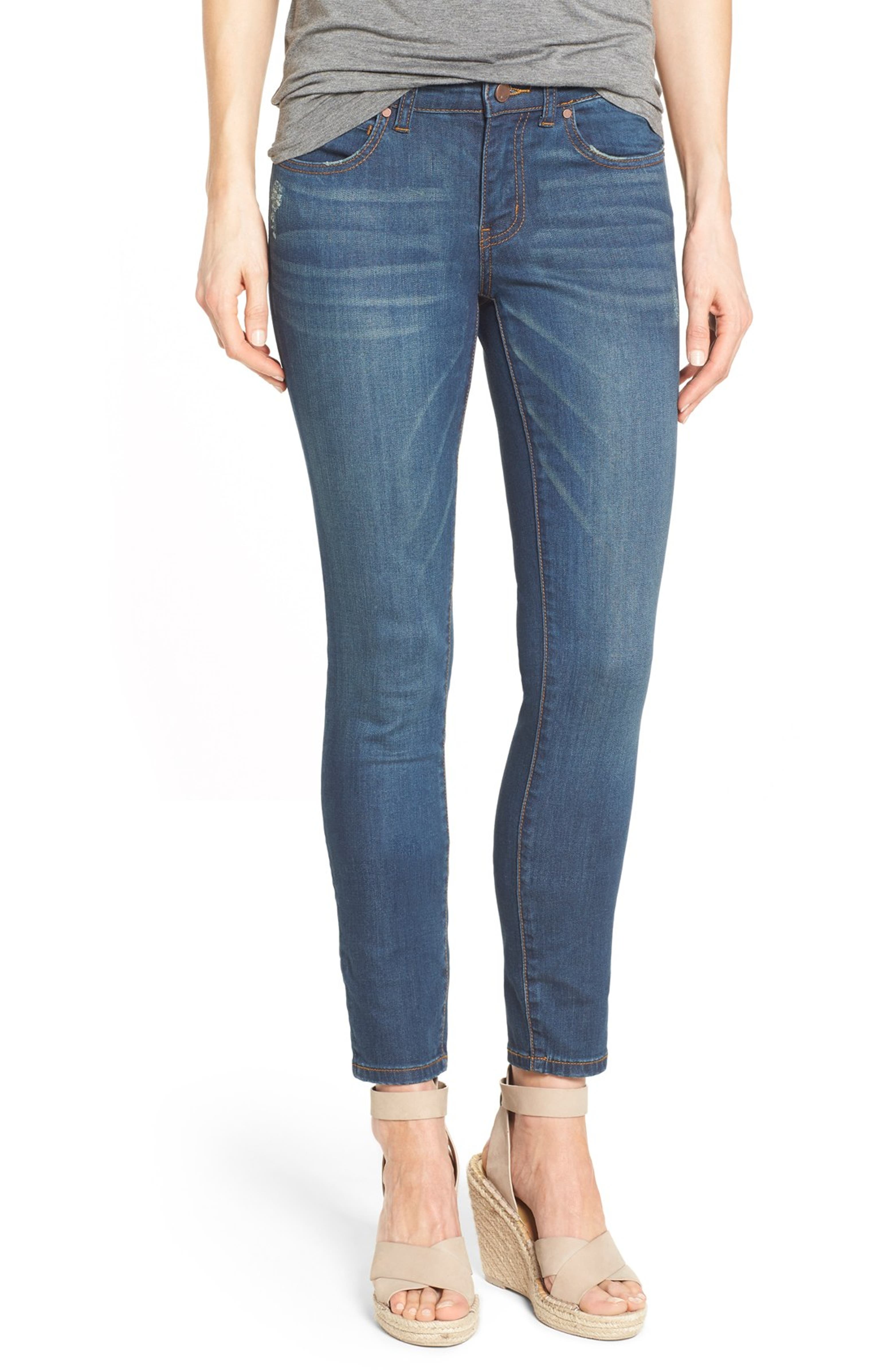 Caslon® Stretch Skinny Ankle Jeans (Midnight) (Regular & Petite ...