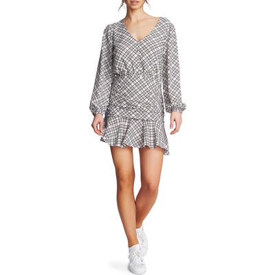 1.state Ruched Plaid Crepe Minidress, Blue