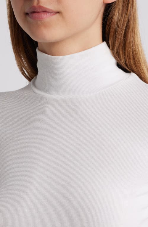 Frame Rib Knit Turtleneck Top In White