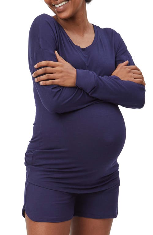 Long Sleeve Maternity Lounge T-Shirt in Navy