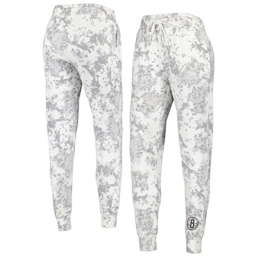 Women's Lusso Gray Brooklyn Nets Melissa Tri-Blend Jogger Pants in White