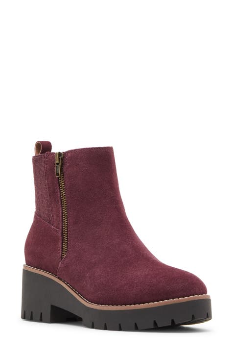 Burgundy booties boots hotsell