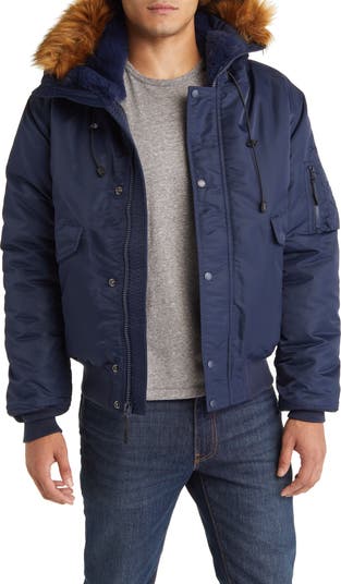 Schott NYC N-2B Hooded Flight Jacket with Faux Fur Trim | Nordstrom