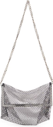 Shop Saint Laurent Kate Crystal-Embellished Chain Shoulder Bag