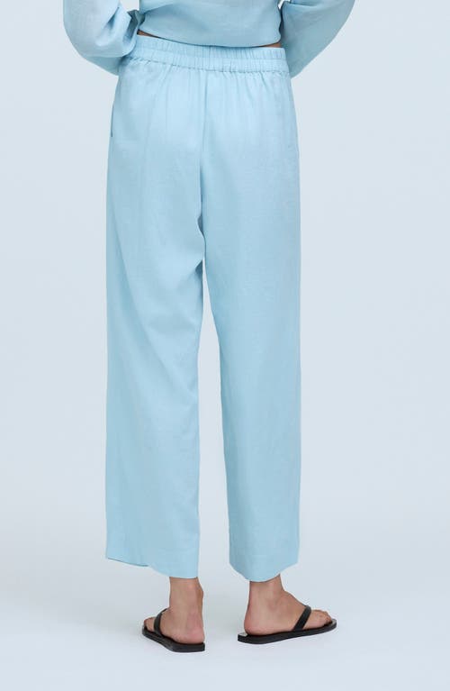 Madewell Pull-on Crop Straight Leg Linen Pants In Blue Heron