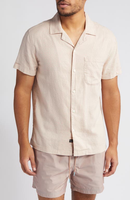 Rails Waimea Regular Fit Geometric Print Short Sleeve Linen Blend Button-Up Camp Shirt Wishbone Mauve at Nordstrom,