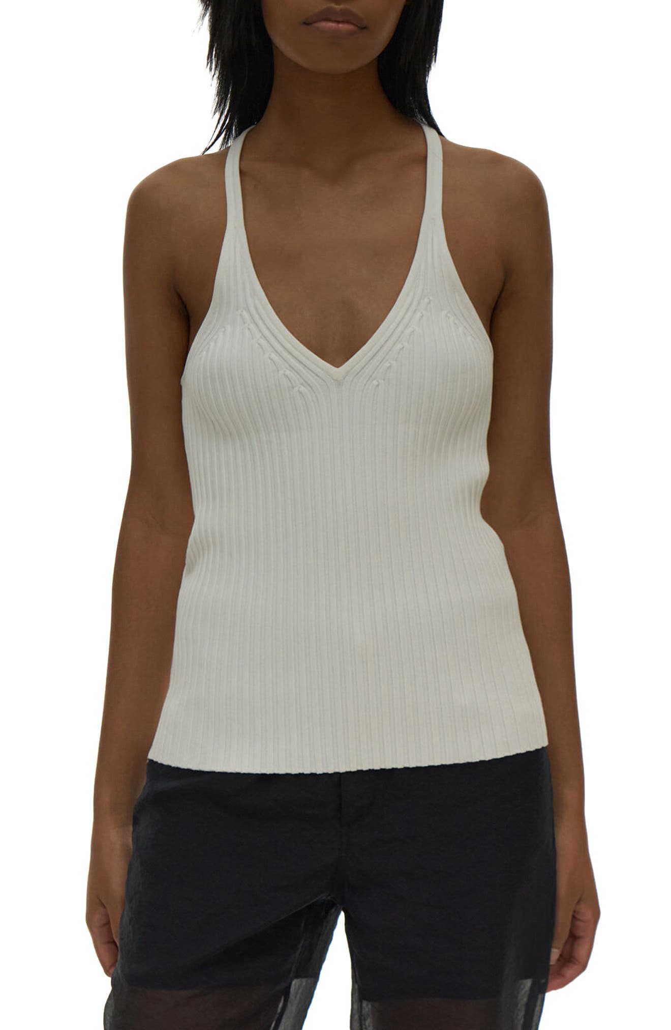 Helmut Lang Helmuit Lang Rib Tank Top in White/White at Nordstrom, Size X-Small